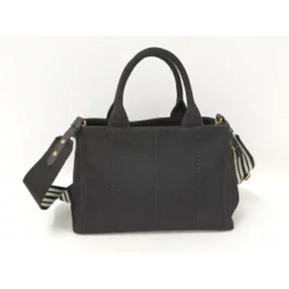 PRADA Canapa 2way Tote Hand Handbag Canvas Black - Picture 2 of 9
